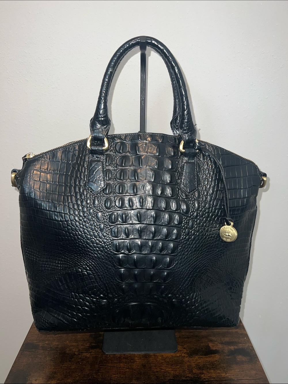 Brahmin Large Duxbury Black Melbourne Leather Satchel